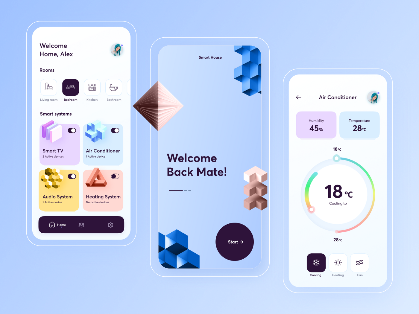 Mobile app UI design screens