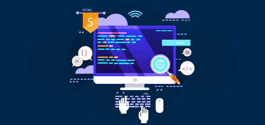 Illustrated web development dashboard